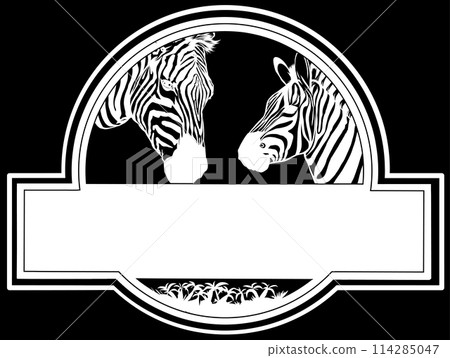 white silhouette of zebra standing isolated on black background digital illustration 114285047