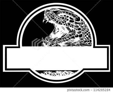 white silhouette of logo Cobra head - color illustration design on black background 114285284