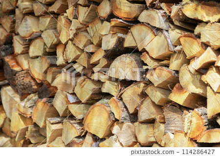 Stacked firewood Stacked firewood 114286427