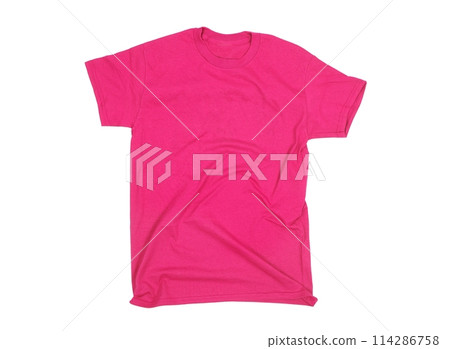 Pink T-shirt blank white background 114286758