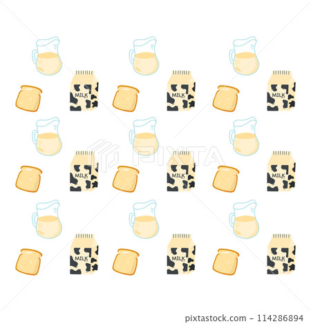 milk with seamless illustration patern background.eps 114286894