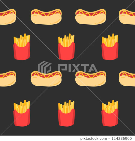 French fries and hot dog pattern 114286900
