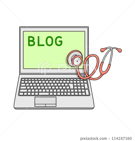 A laptop computer with a stethoscope on it (image of a health check for the blog) 114287160