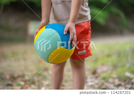 Children with balls in the park 114287201