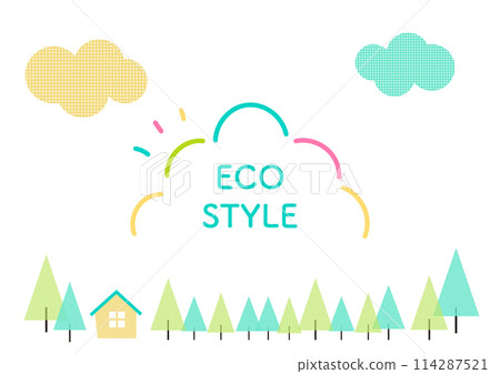 Ecology illustration background of natural environment friendly forest and sky Ecology illustration background of natural environment friendly forest and sky 114287521