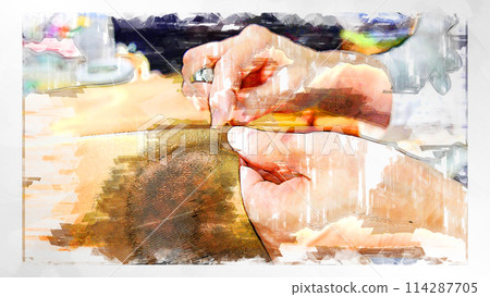 sketch sketch style sew needle thread kimono Japanese sewing hand sewing sewing handmade 114287705