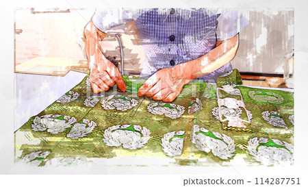 sketch sketch style sew needle thread kimono Japanese sewing hand sewing sewing handmade 114287751