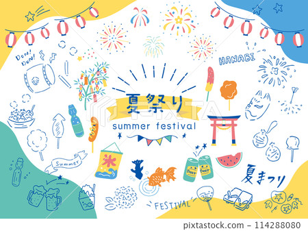 Summer festival foreword icon set Summer festival foreword icon set 114288080