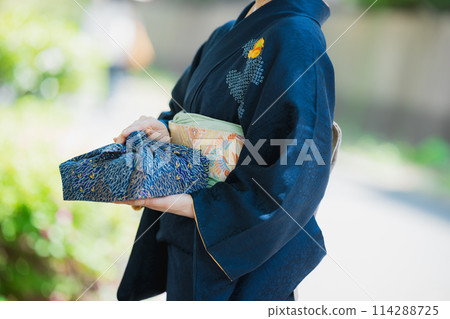 A woman wearing a formal kimono 114288725