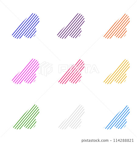 Colorful flower-shaped striped lines - set of 9 114288821
