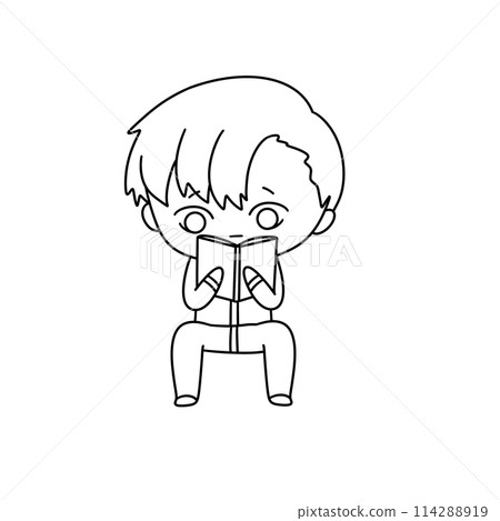 A boy is reading a book A boy is reading a book 114288919