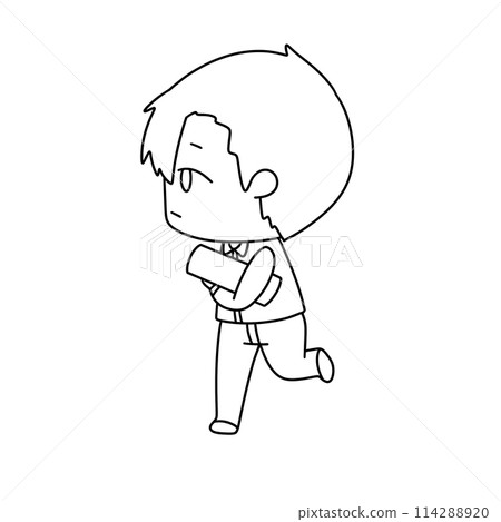 A boy is running with a book in his hand A boy is running with a book in his hand 114288920