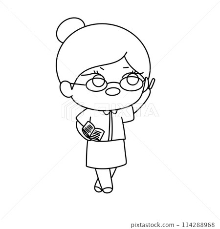 A woman in glasses is holding a book 114288968