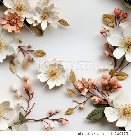 Floral Pattern with colourful big peony flowers, classic baroque peony flowers with petals, leaves and buds, seamless Floral Pattern with colourful big peony flowers, classic baroque peony flowers with petals, leaves and buds, seamless 114289175