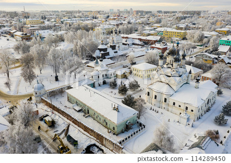 Top view of the Annunciation and Trinity Monasteries in city of Murom. Russia Top view of the Annunciation and Trinity Monasteries in city of Murom. Russia 114289450