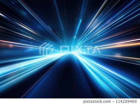 High speed. Abstract technology background concept.Speed movement pattern and motion blur over dark blue background 114289469