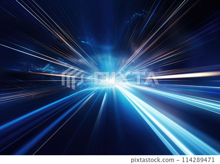 High speed. Abstract technology background concept.Speed movement pattern and motion blur over dark blue background 114289471
