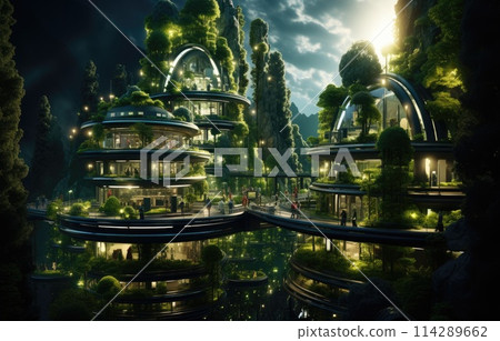 Company building forest decorate, Green company zero carbon concept. generation and achieve ESG goals 114289662