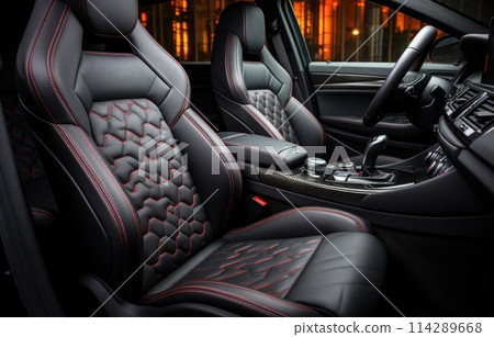 car interior with cushion seats, Rear leather car interior with cushion seats, Rear leather 114289668