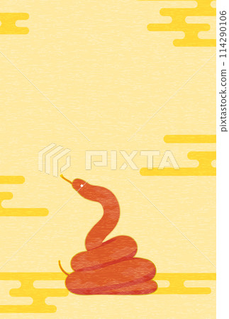 2025蛇年新年賀卡，盤繞的紅蛇新年明信片材料 114290106