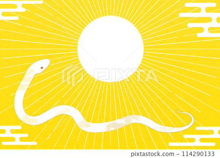 2025 Year of the Snake New Year's card, first sunrise and white snake, New Year's postcard material 114290133