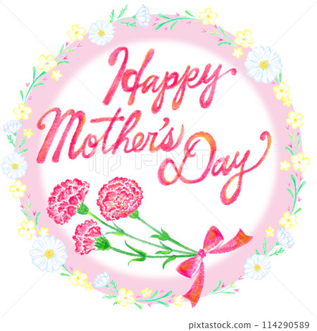 Mother's Day_Happy Mothers Day_Pink circle_Flower frame 114290589