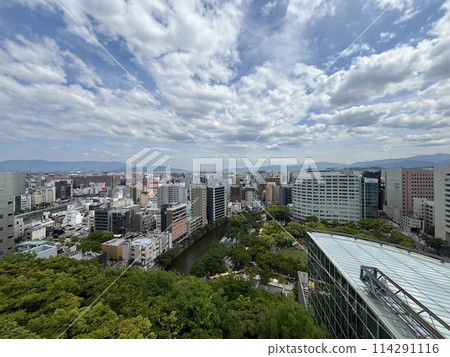 Photographed from "ACROS Fukuoka" in Chuo Ward, Fukuoka City, looking towards Tenjin Central Park and Nakasu Photographed from "ACROS Fukuoka" in Chuo Ward, Fukuoka City, looking towards Tenjin Central Park and Nakasu 114291116