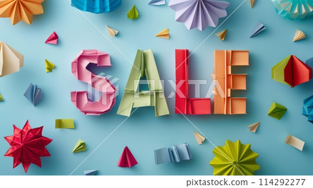 Origami Sale concept art poster. Origami Sale concept art poster. 114292277