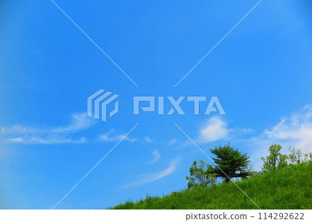 Scenery of blue sky and trees on a slope 5 Scenery of blue sky and trees on a slope 5 114292622