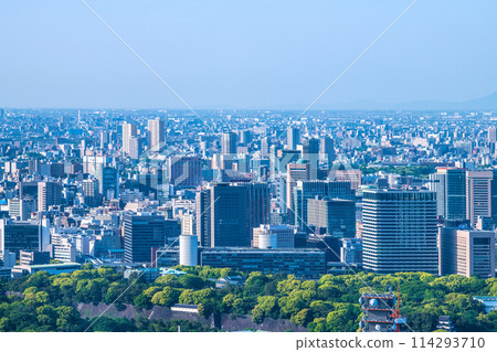 Tokyo cityscape in Japan: Takebashi and Hitotsubashi areas, Mainichi Newspapers and Marubeni Building. In the background you can also see Kanda Surugadai and Nishi Nippori. 114293710