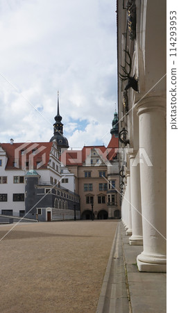 Drezden, Germany - fragment of architecture and historical building at center Drezden, Germany - fragment of architecture and historical building at center 114293953