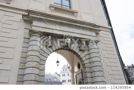Drezden, Germany - fragment of architecture and historical building at center 114293954