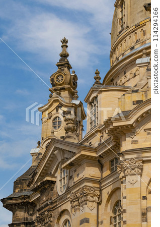 Drezden, Germany - fragment of architecture and historical building at center 114294166