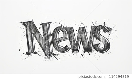 The word News created in Script Typography. 114294819
