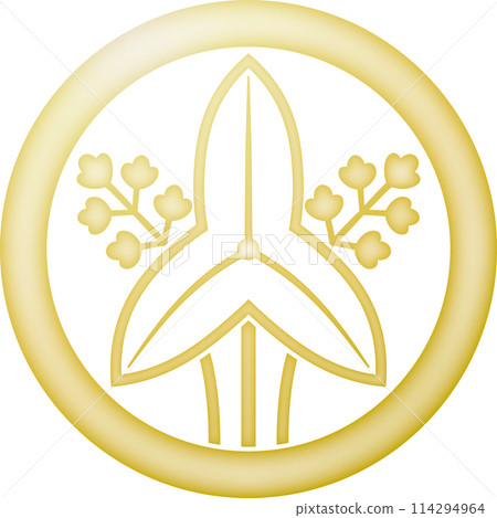 Family crest: Circle with standing iris [gold] 114294964