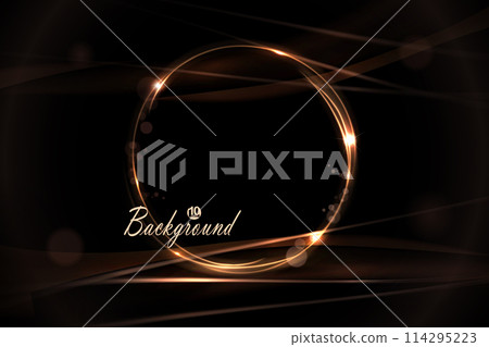 Illustration with abstract round frame in gold color on a black background 114295223