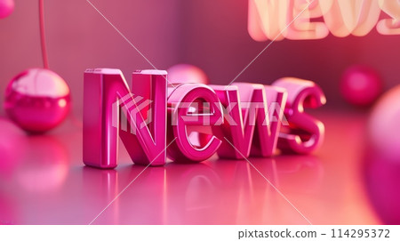 Pink Glossy Surface News concept art poster. 114295372