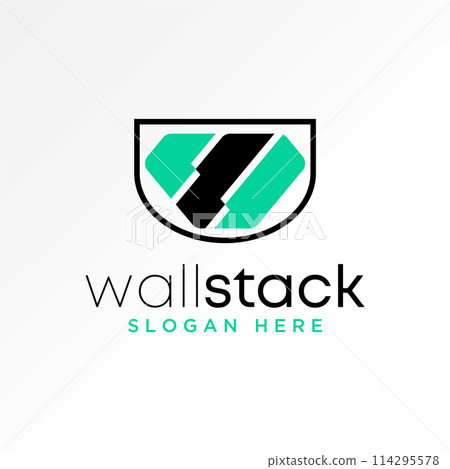 Logo design graphic concept creative premium vector stock initial W font cut off chart trending hexagon shield. Related typography monogram branding 114295578