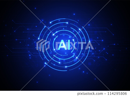 Artificial intelligence chipset on circuit board in futuristic concept technology artwork for web, banner, card, cover. Vector illustration 114295806
