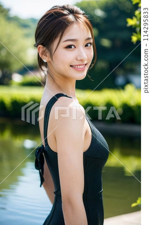 A young lady in a bathing suit 114295833