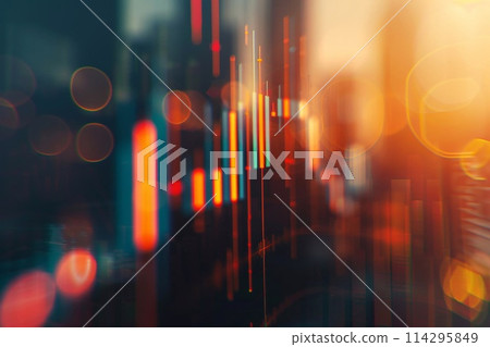 Vector abstract illustration of a chart showing the rise and fall of a stock table on a blurred background. 114295849