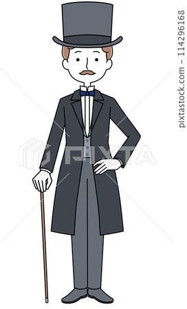 British gentleman: top hat and frock coat 114296168