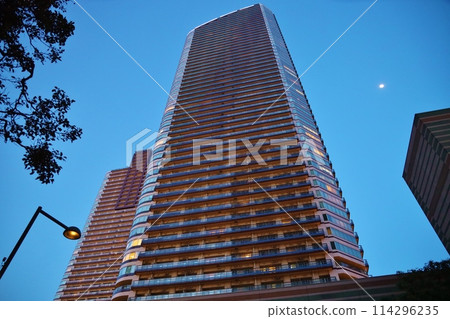 Looking up at Tower apartment in Musashi Kosugi Looking up at Tower apartment in Musashi Kosugi 114296235