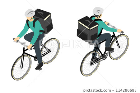 等軸圖:騎自行車送貨的人 等軸圖:騎自行車送貨的人 114296695