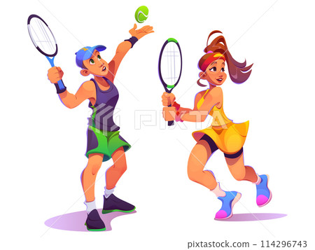 Tennis player girl and man vector illustration 114296743