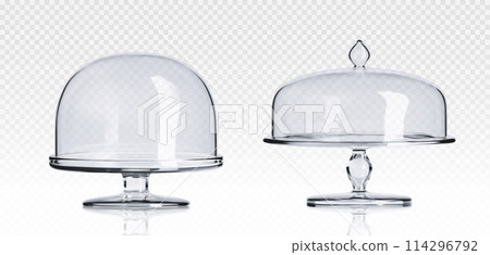 Glass cake stand plate and dome cover. 114296792