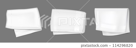 White folded handkerchief mockup or kitchen towel. White folded handkerchief mockup or kitchen towel. 114296820