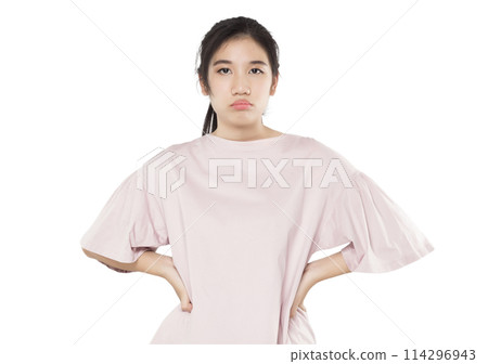 Young Asian woman feeling bored Young Asian woman feeling bored 114296943