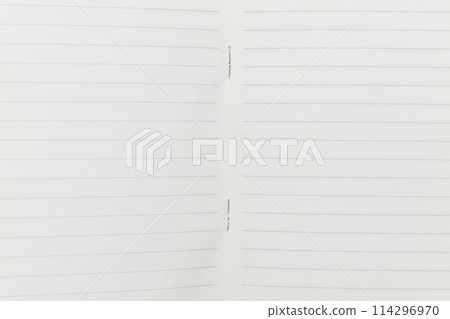 top view image of open planner notebook with blank page, lined paper texture background top view image of open planner notebook with blank page, lined paper texture background 114296970