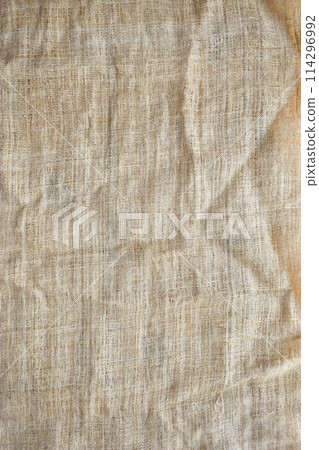 brown sackcloth texture background, crumpled burlap fabric textile for design 114296992
